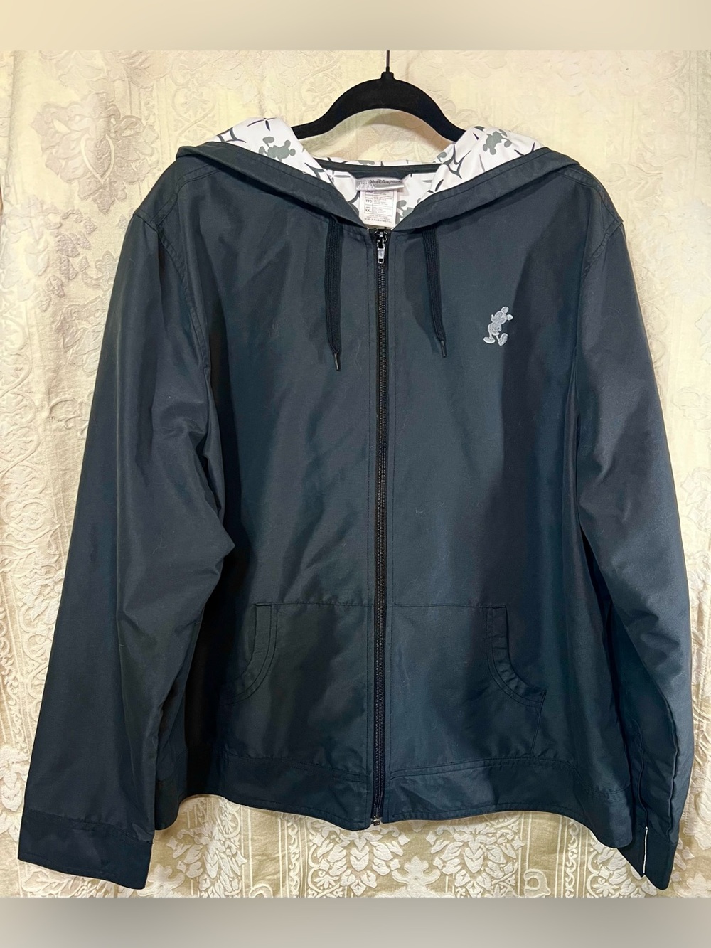 Disney Parks Mickey Mouse Black Lightweight Hooded Windbreaker Jacket XXL